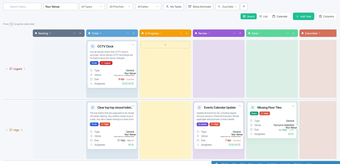 Airserve Task Management board